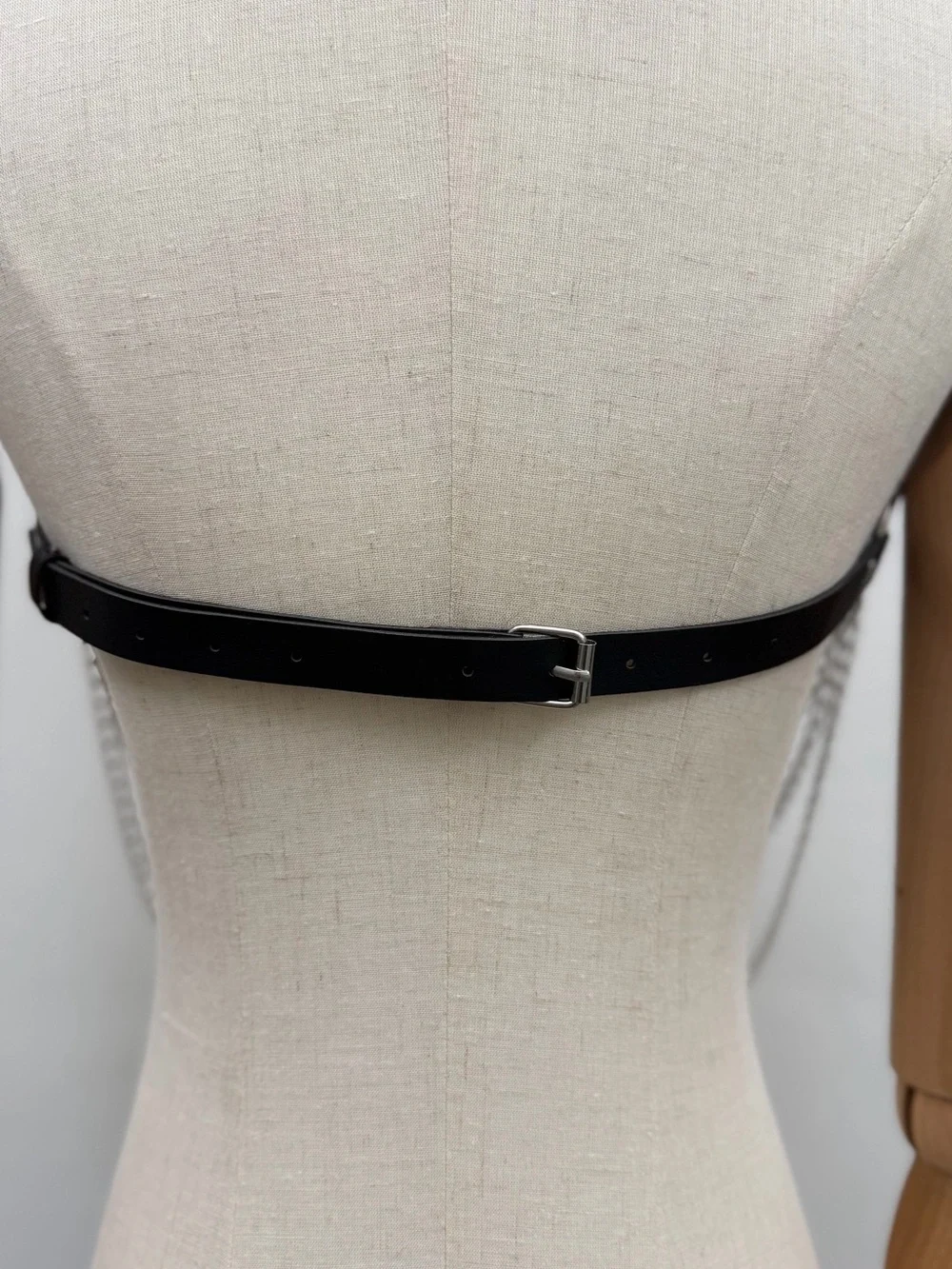 Black Faux Leather Chain Body Harness Bralette Adjustable Chest Harness